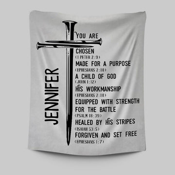 Personalized Chosen Made For A Purpose Child Of God Tapestry Wall Art - Inspirational Tapestry Art - Christian Wall Decor