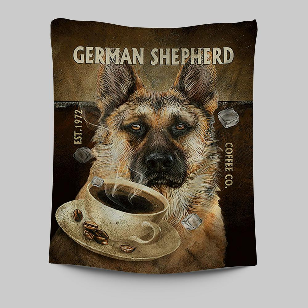 Personalized Coffee German Shepherd Tapestry - Christian Wall Art - Religious Home Decor