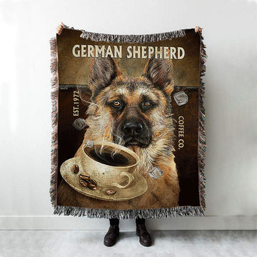Personalized Coffee German Shepherd Woven Blanket - Christian Throw Blanket - Religious Home Decor