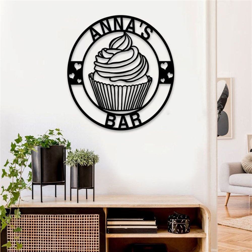 Personalized Cupcake Bar Metal Sign, Metal Wall Cupcake Baking, Wall Decor Baking Art, Bakery Wall Art, Baking Sign