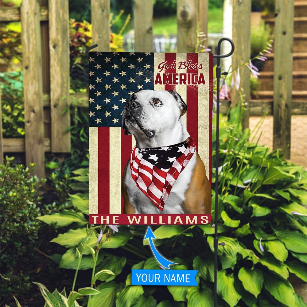Personalized Dog Flags, American Bulldog God Bless America Flag, Dog Flag For House, Garden Flags Dogs, Dog House Flags