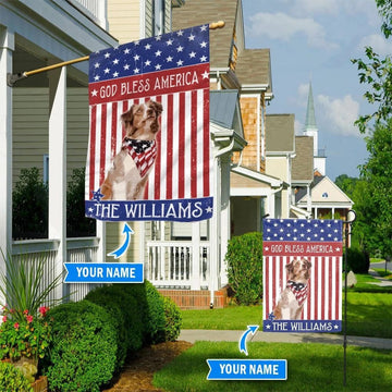 Personalized Dog Flags, Australian Shepherd God Bless America Flag, Garden Flags Dogs, Dog House Flags