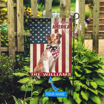 Personalized Dog Flags, Australian Shepherd God Bless Garden Flag, Dog Flag For House, Garden Flags Dogs, Dog House Flags