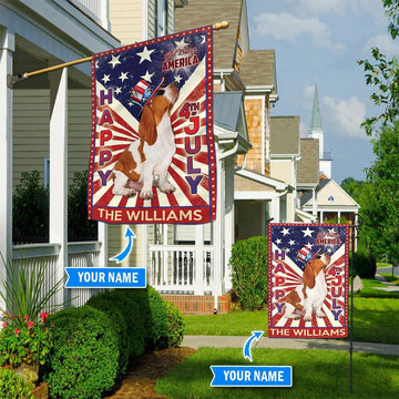 Personalized Dog Flags, Basset Hound God Bless America, 4th Of July Flag, Dog Flag For House, Garden Flags Dogs, Dog House Flags