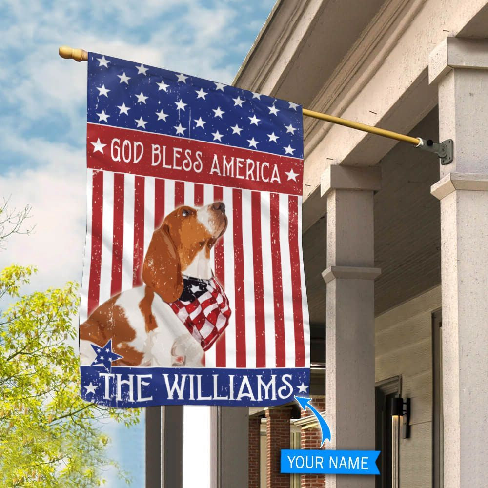 Personalized Dog Flags, Basset Hound God Bless America Flag, Garden Flags Dogs, Dog House Flags