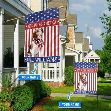 Personalized Dog Flags, Beagle God Bless America Flag, Garden Flags Dogs, Dog House Flags