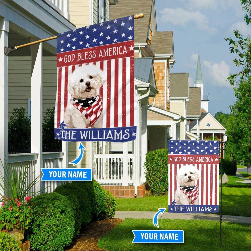 Personalized Dog Flags, Bichon Fris�� God Bless America Flag, Garden Flags Dogs, Dog House Flags