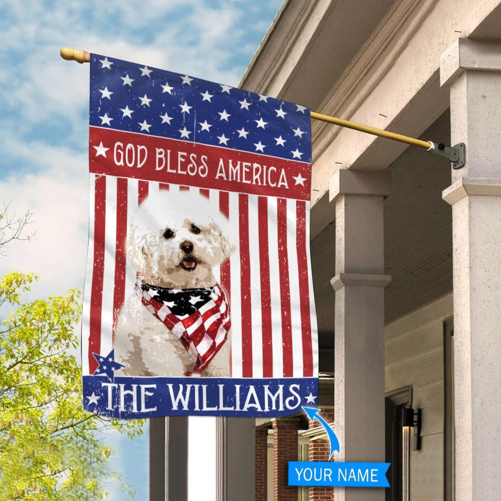 Personalized Dog Flags, Bichon Fris�� God Bless America Flag, Garden Flags Dogs, Dog House Flags