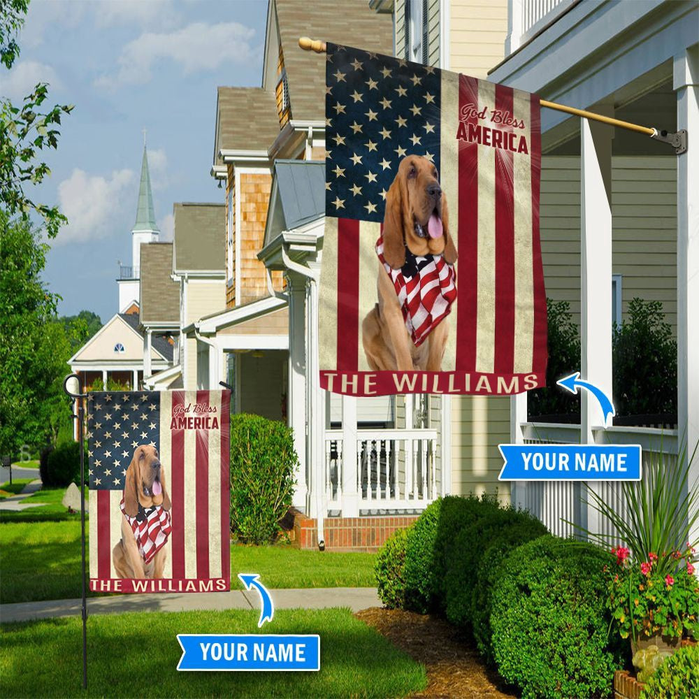 Personalized Dog Flags, Bloodhound God Bless America Flag, Dog Flag For House, Garden Flags Dogs, Dog House Flags