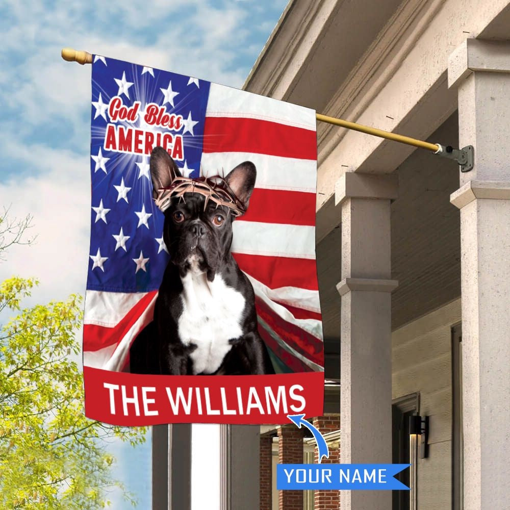 Personalized Dog Flags, Boston Terrier God Bless America House Flag, Garden Flags Dogs, Dog House Flags