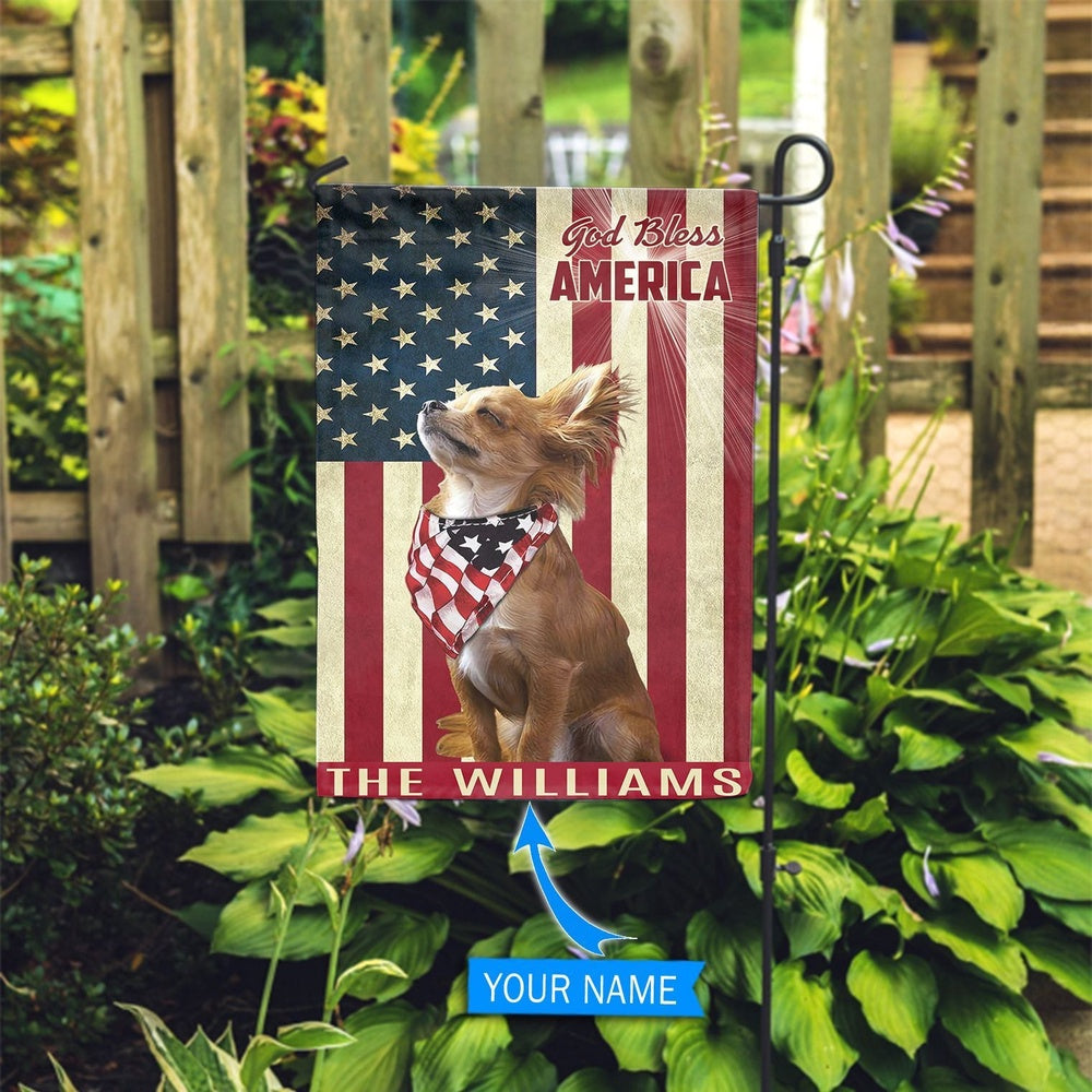 Personalized Dog Flags, Chihuahua God Bless America Flag, Custom Dog Garden Flags, Dog Flags Outdoor, Garden Flags Dogs, Dog House Flags
