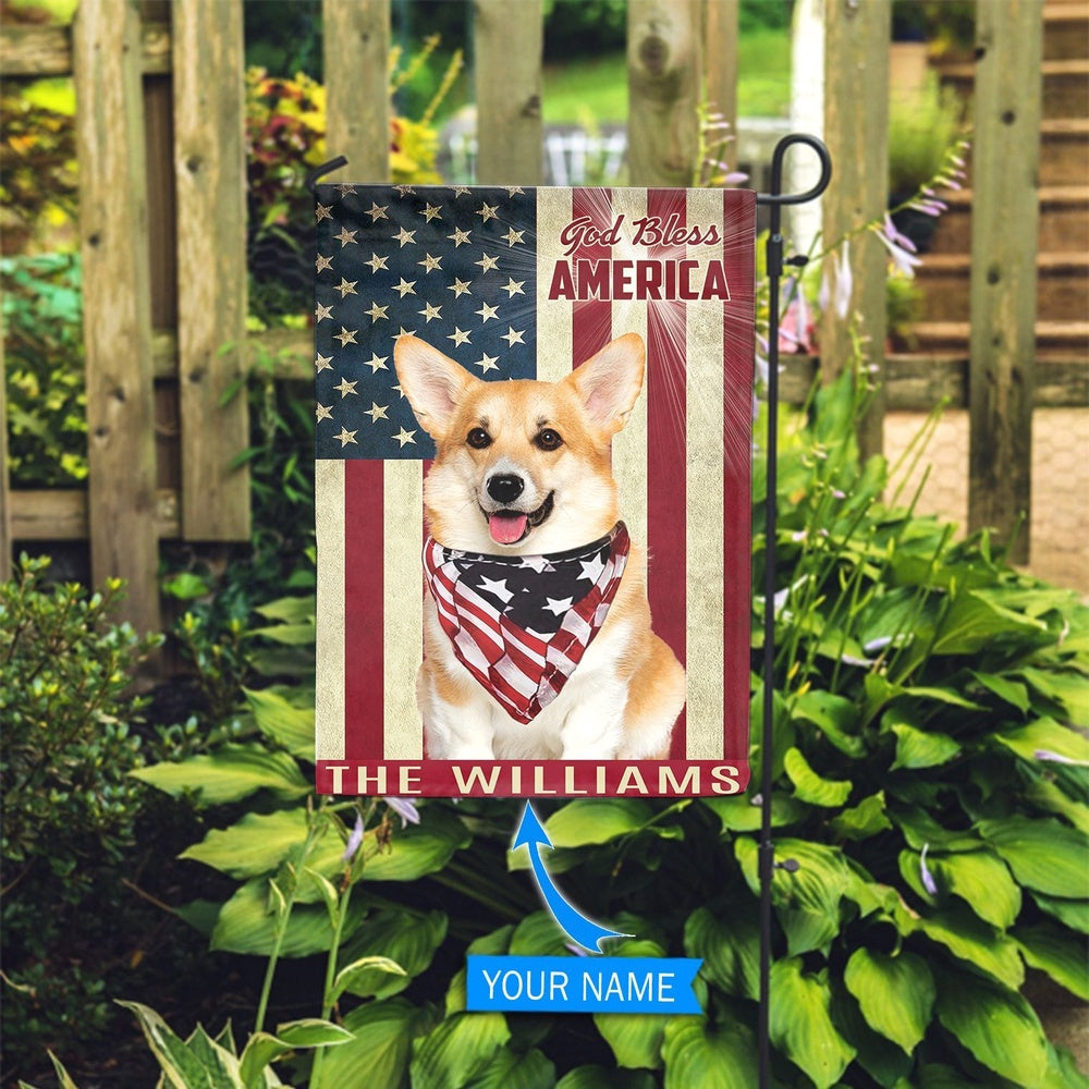 Personalized Dog Flags, Corgi God Bless America Flag, Custom Dog Garden Flags, Dog Flags Outdoor, Garden Flags Dogs, Dog House Flags