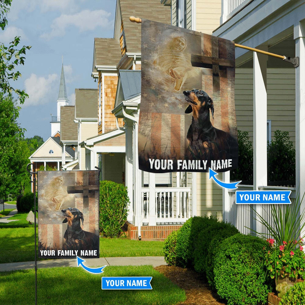 Personalized Dog Flags, Dachshund God Hand Flag, Custom Dog Garden Flags, Garden Flags Dogs, Dog House Flags