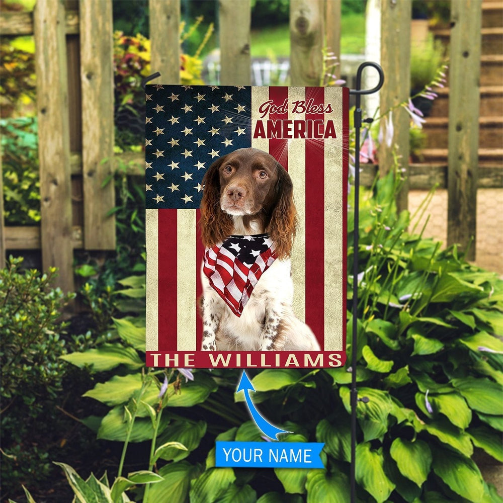 Personalized Dog Flags, English Springer Spaniel God Bless America Flag, Custom Dog Garden Flags, Dog Flags Outdoor, Dog House Flags