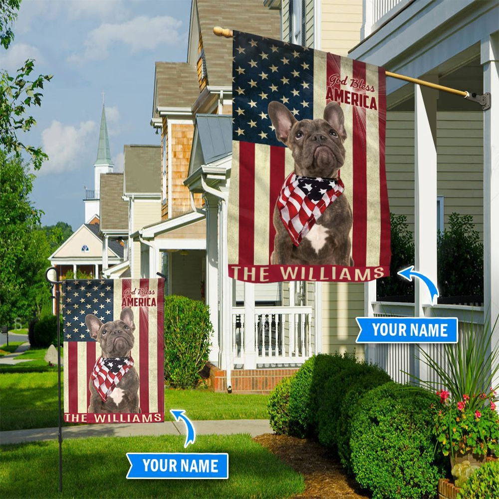 Personalized Dog Flags, French Bulldog God Bless America House Flag, Custom Dog Garden Flags, Dog Flags Outdoor, Garden Flags Dogs, Dog House Flags