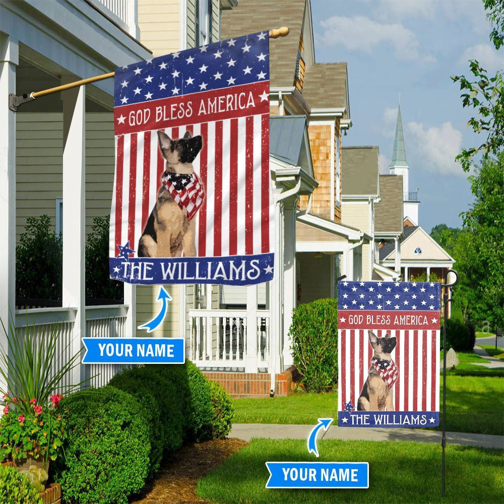 Personalized Dog Flags, German Shepherd God Bless America Flag, Dog Flags Outdoor, Garden Flags Dogs, Dog House Flags