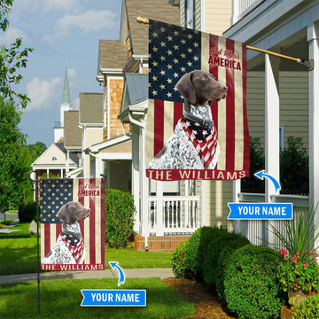 Personalized Dog Flags, German Shorthaired Pointer God Bless America Flag, Custom Dog Garden Flags, Dog Flags Outdoor, Dog House Flags