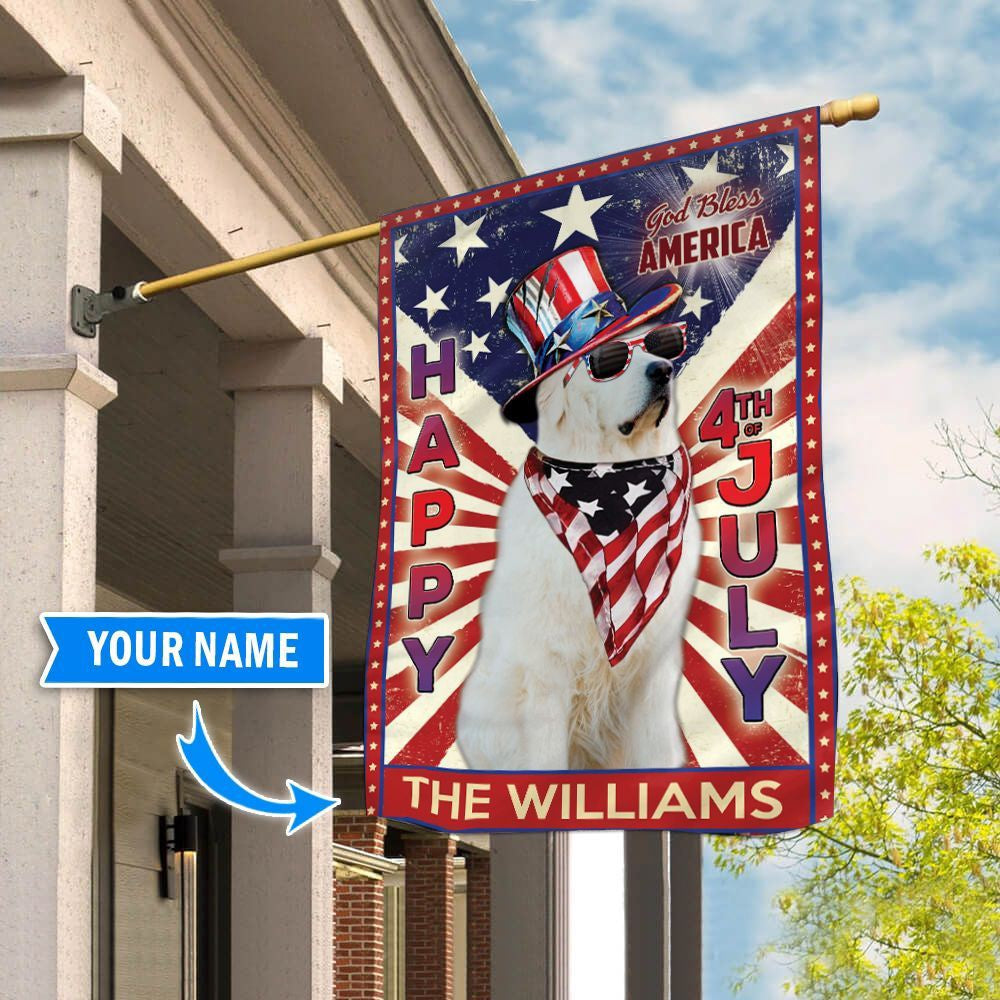 Personalized Dog Flags, Great Pyrenees God Bless America, 4th Of July Flag, Custom Dog Garden Flags, Dog Flags Outdoor, Garden Flags Dogs, Dog House Flags