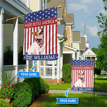 Personalized Dog Flags, Jack Russell Terrier God Bless America Flag, Dog Flags Outdoor, Garden Flags Dogs, Dog House Flags