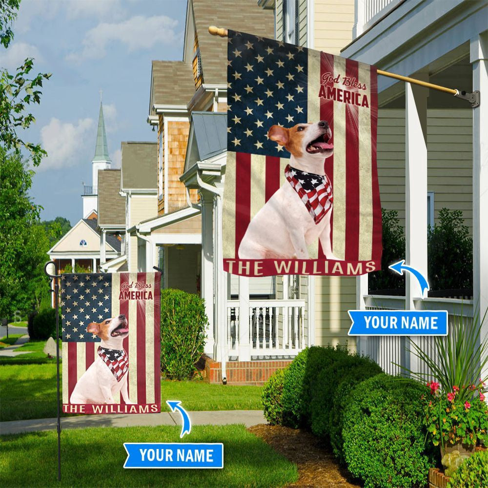 Personalized Dog Flags, Jack Russell Terrier God Bless America Flag, Garden Flags Dogs, Dog House Flags