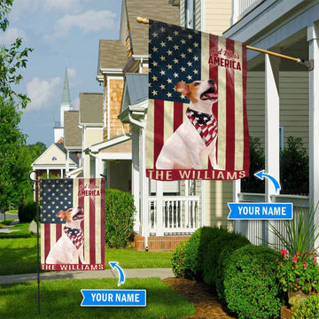Personalized Dog Flags, Jack Russell Terrier God Bless America Flag, Garden Flags Dogs, Dog House Flags