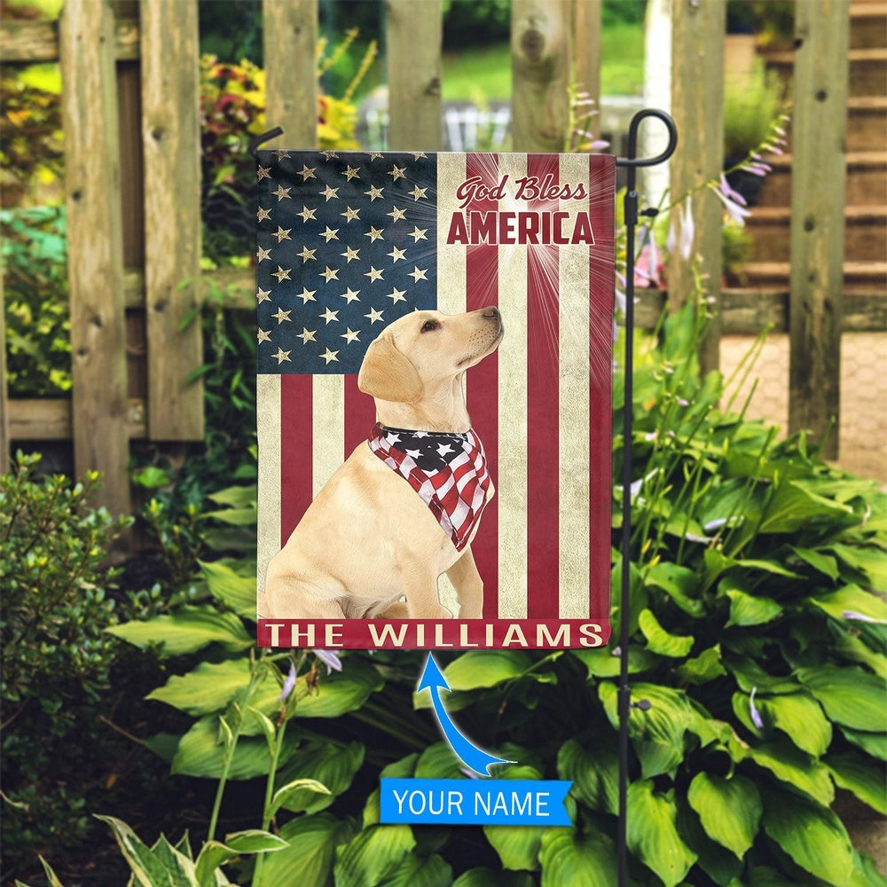 Personalized Dog Flags, Labrador Retriever God Bless America Flag, Garden Flags Dogs, Dog House Flags