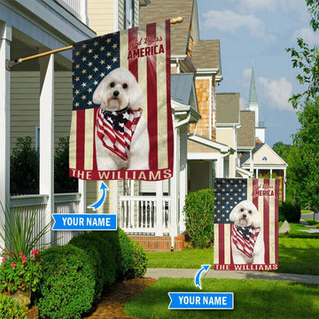 Personalized Dog Flags, Maltese God Bless America Flag, Garden Flags Dogs, Dog House Flags