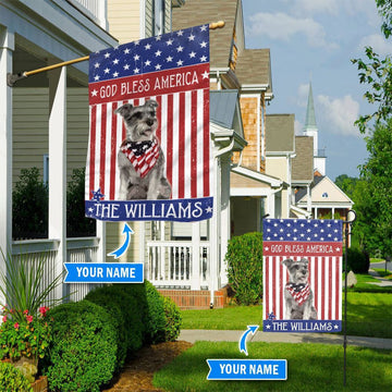 Personalized Dog Flags, Miniature Schnauzer God Bless America Flag, Dog Flags Outdoor, Garden Flags Dogs, Dog House Flags