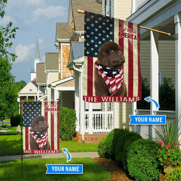 Personalized Dog Flags, Newfoundland God Bless America Flag, Garden Flags Dogs, Dog House Flags