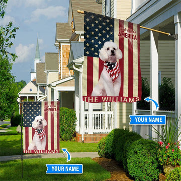 Personalized Dog Flags, Poodle God Bless America Flag, Garden Flags Dogs, Dog House Flags