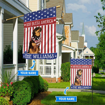 Personalized Dog Flags, Rottweiler God Bless America Flag, Dog Flags Outdoor, Garden Flags Dogs, Dog House Flags