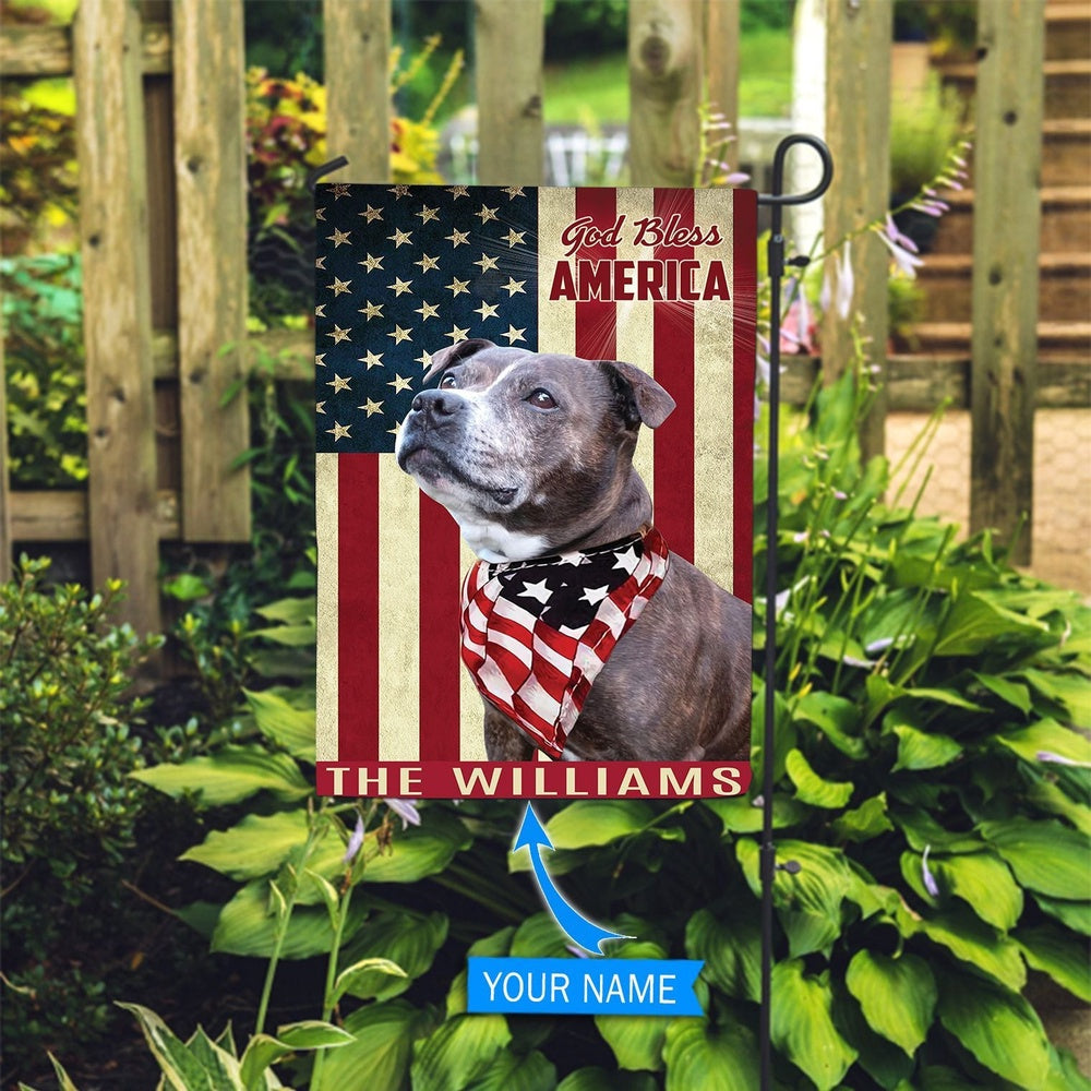 Personalized Dog Flags, Staffordshire Bull Terrier God Bless America Flag, Garden Flags Dogs, Dog House Flags