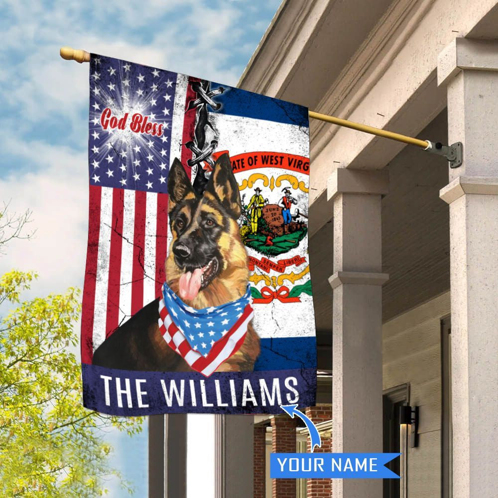 Personalized Dog Flags, West Virginia German Shepherd God Bless House Flag, Garden Flags Dogs, Dog House Flags