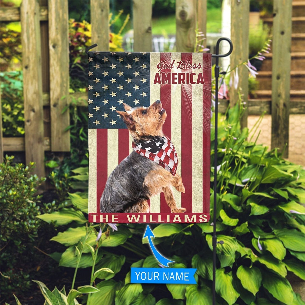 Personalized Dog Flags, Yorkshire Terrier God Bless America Flag, Garden Flags Dogs, Dog House Flags