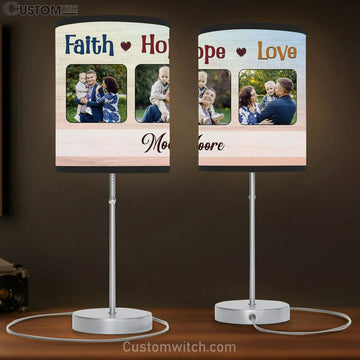 Personalized Faith Hope Love Table Lamp Art - Scripture Table Lamp Prints - Christian Lamp Gift