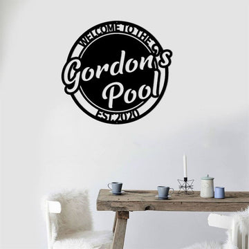 Personalized Family Pool Metal Sign, Welcome To The Pool With Established Date Metal Sign, Metal Swimming Pool Sign, Pool Bar Sign