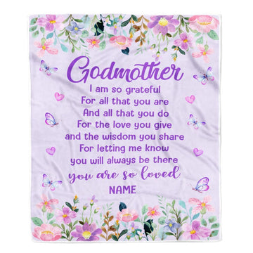 Personalized Godmother Blanket From Niece Nephew Floral Butterfly Love You Give, Mother&#39;s Day Blanket, Mothers Day Birthday Gifts For Mom