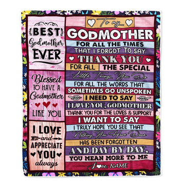 Personalized Godmother Blanket From Niece Nephew Thank You For The Love, Mother&#39;s Day Blanket, Mothers Day Birthday Gifts For Mom