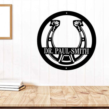 Personalized Horseshoe Monogram Metal Wall Sign, Equestrian Wall Art, Barm Wall Art Rustic