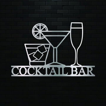 Personalized Laser Cut Metal Cocktail Sign, Cocktail Bar Sign, Drinks Sign, Home Bar Decor, Metal Wall Art Decoration