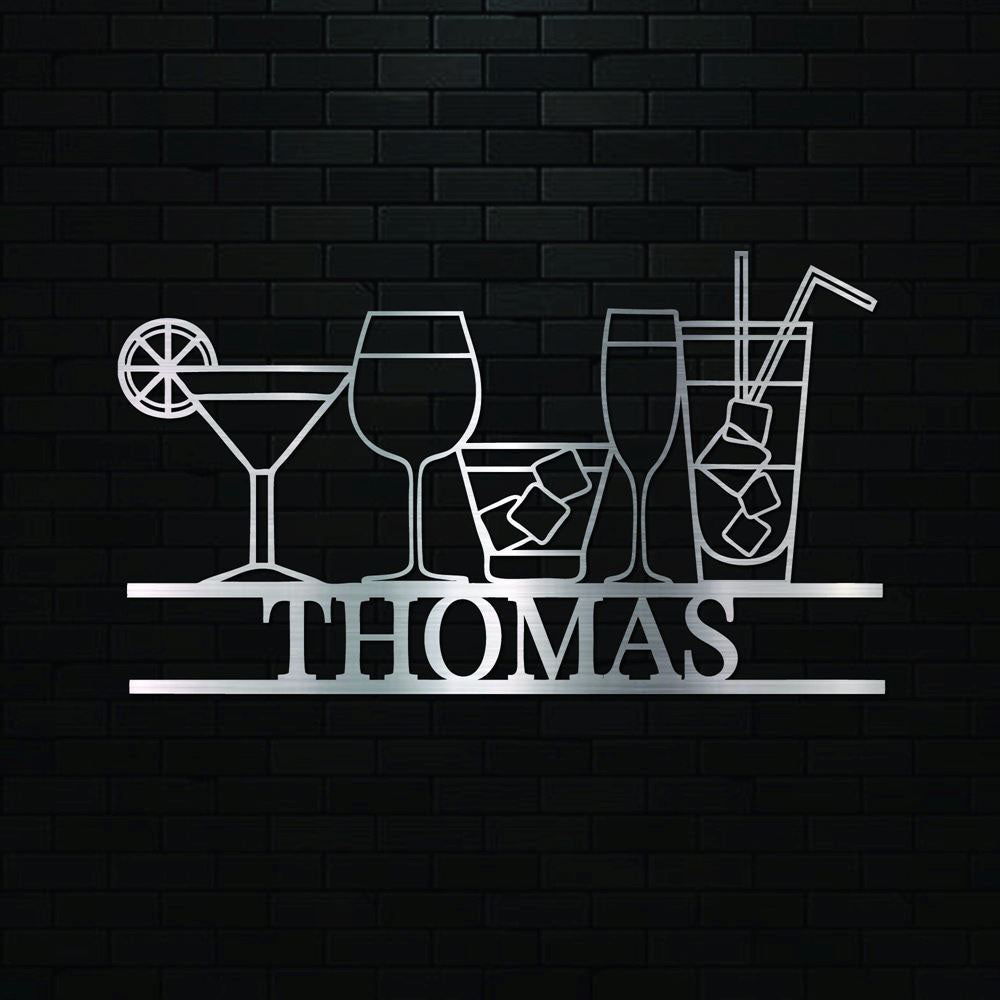 Personalized Laser Cut Metal Cocktail Sign, Cocktail Bar Sign, Drinks Signs, Home Bar Decor