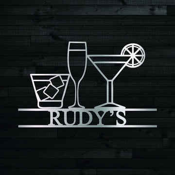 Personalized Laser Cut Metal Cocktail Sign, Cocktail Bar Sign, Drinks Signs, Home Bar Decor, Metal Wall Art Decoration