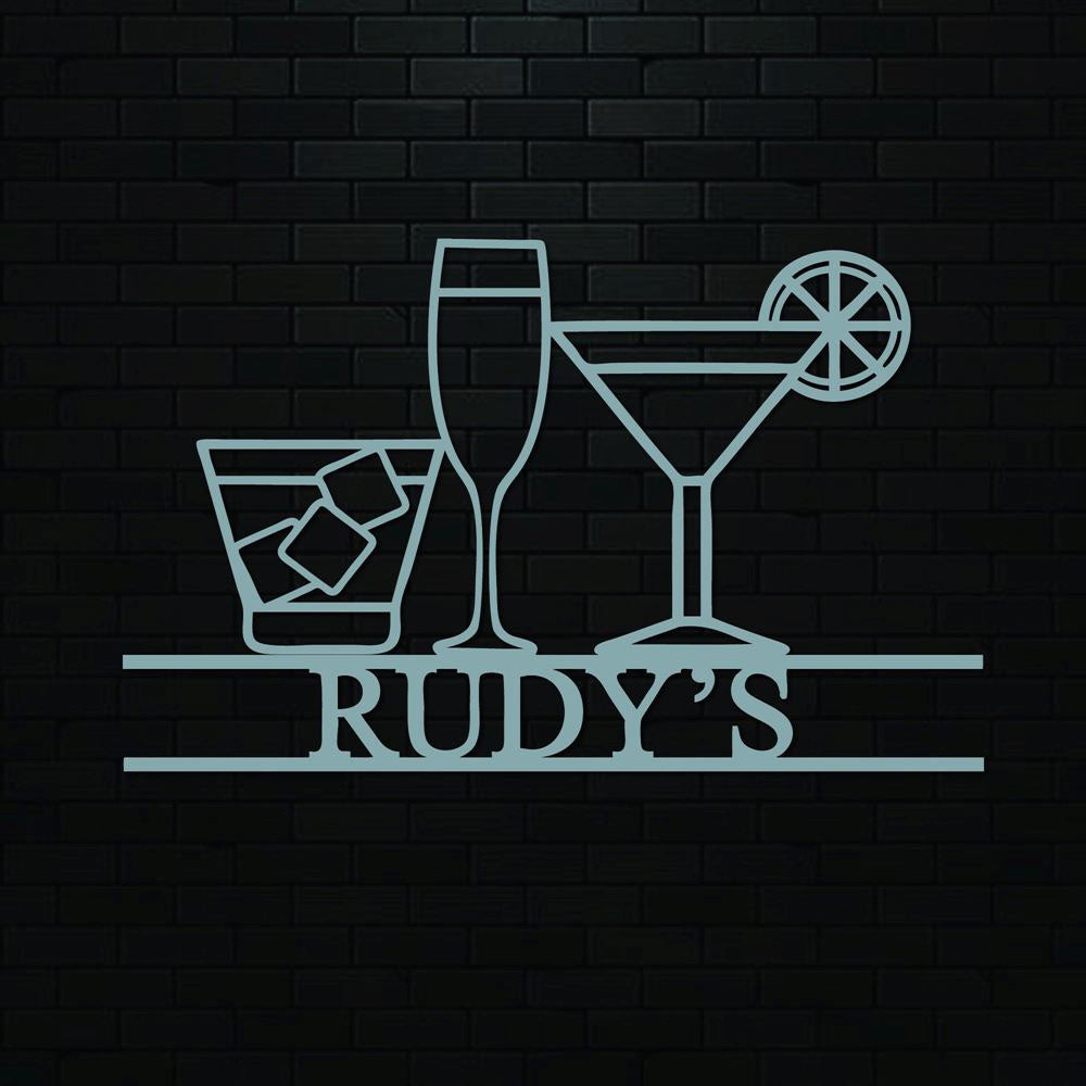 Personalized Laser Cut Metal Cocktail Sign, Cocktail Bar Sign, Drinks Signs, Home Bar Decor, Metal Wall Art Decoration