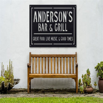 Personalized Metal Family Bar and Grill Metal Sign, Outdoor Kitchen Signs, Bar Decor