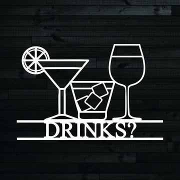 Personalized Metal Laser Cut Cocktail Sign, Cocktail Bar Sign, Drinks Sign, Bar Sign Metal Art