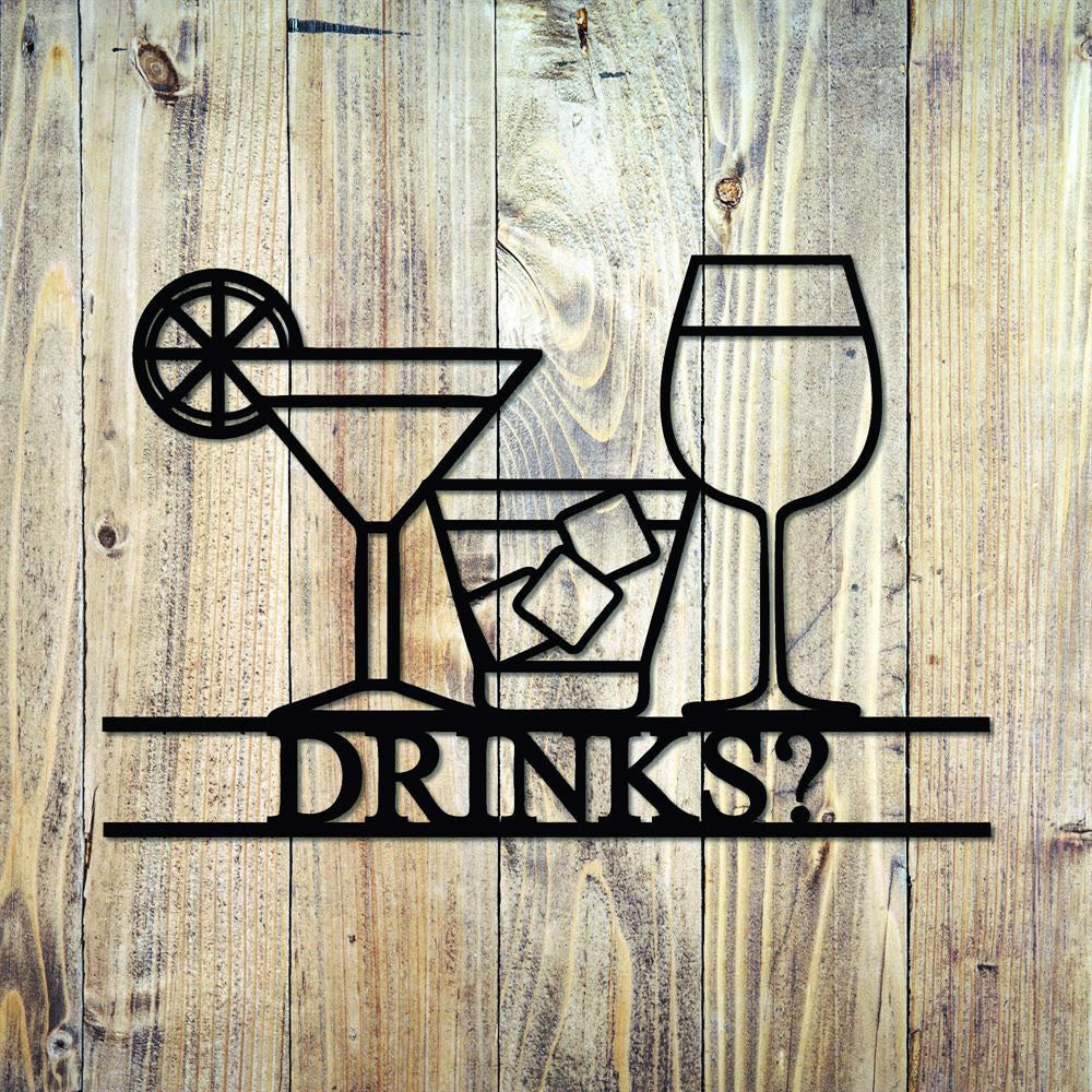 Personalized Metal Laser Cut Cocktail Sign, Cocktail Bar Sign, Drinks Sign, Bar Sign Metal Art