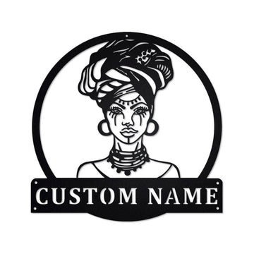 Personalized Metal Monogram Sign, African Woman Metal Sign, African Woman Metal Wall Art, African Woman Metal Sign, African Woman Gift