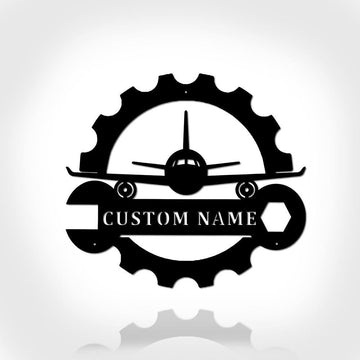 Personalized Metal Monogram Sign, Aircraft Mechanic Metal Sign, Aircraft Mechanic Metal Wall Art, Aircraft Mechanic Metal Sign,