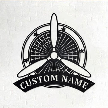 Personalized Metal Monogram Sign, Airplane Club Metal Wall Art, Pilot Name Sign, Airplane Club Metal Home Decor