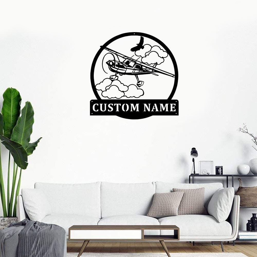 Personalized Metal Monogram Sign, Airplane Metal Wall Art, Pilot Name Sign, Airplane Home Decor